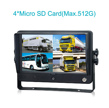 9インチ HDタッチスクリーン四分割車載録画モニター