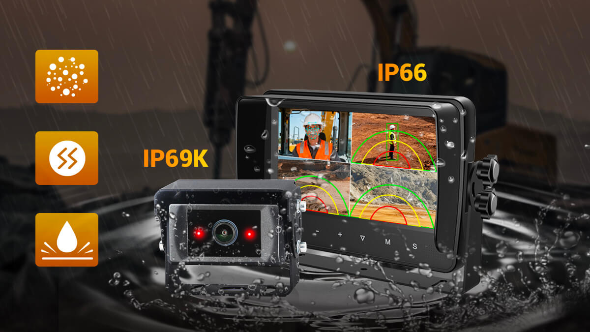 歩行者・車両検知機能付きAI搭載建設機械カメラシステム